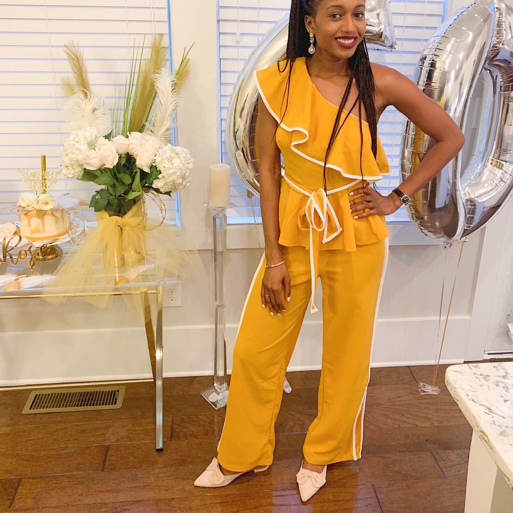 Yellow Two piece Matching pants Set - Picture 1 of 4